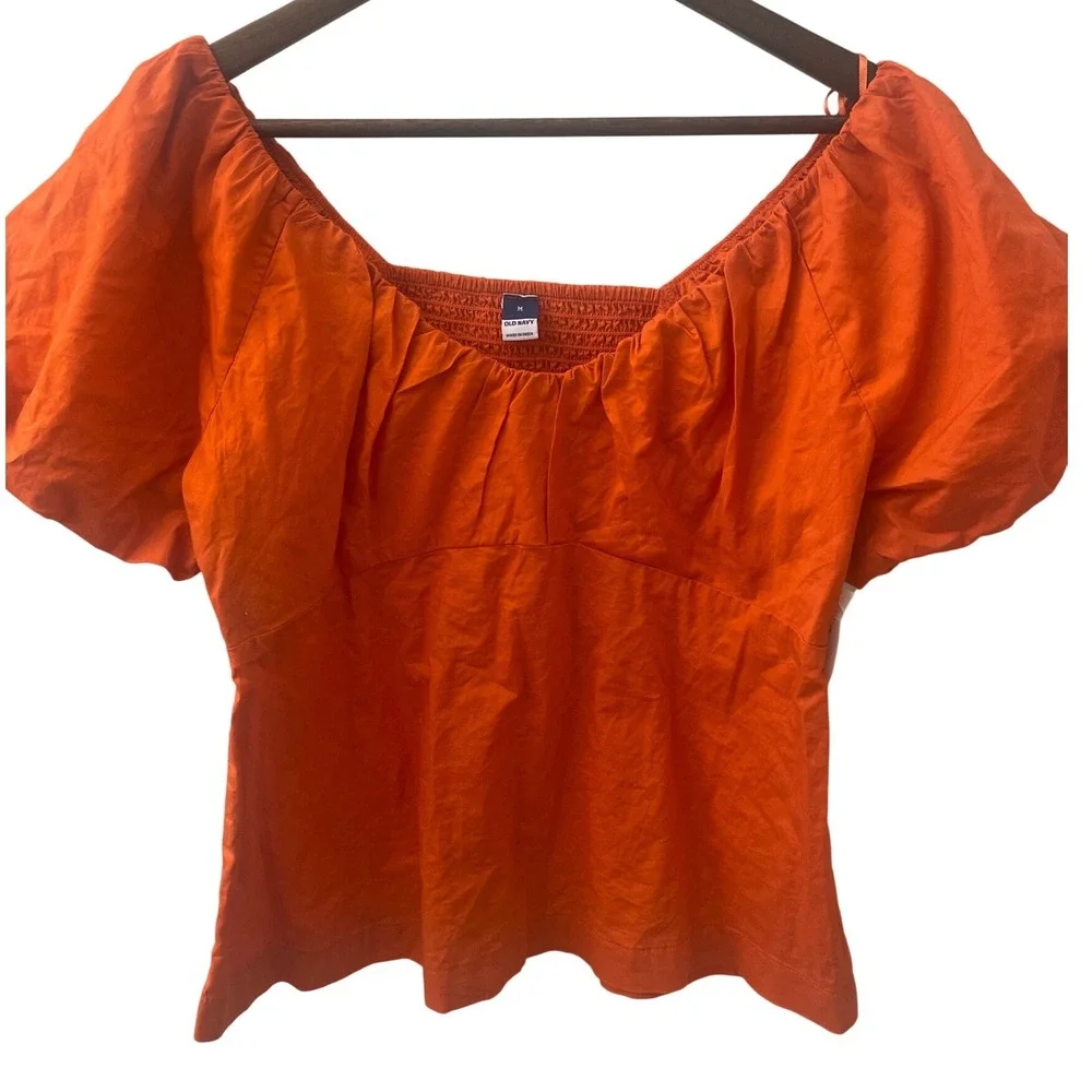 Old Navy Orange Puff Sleeve Blouse